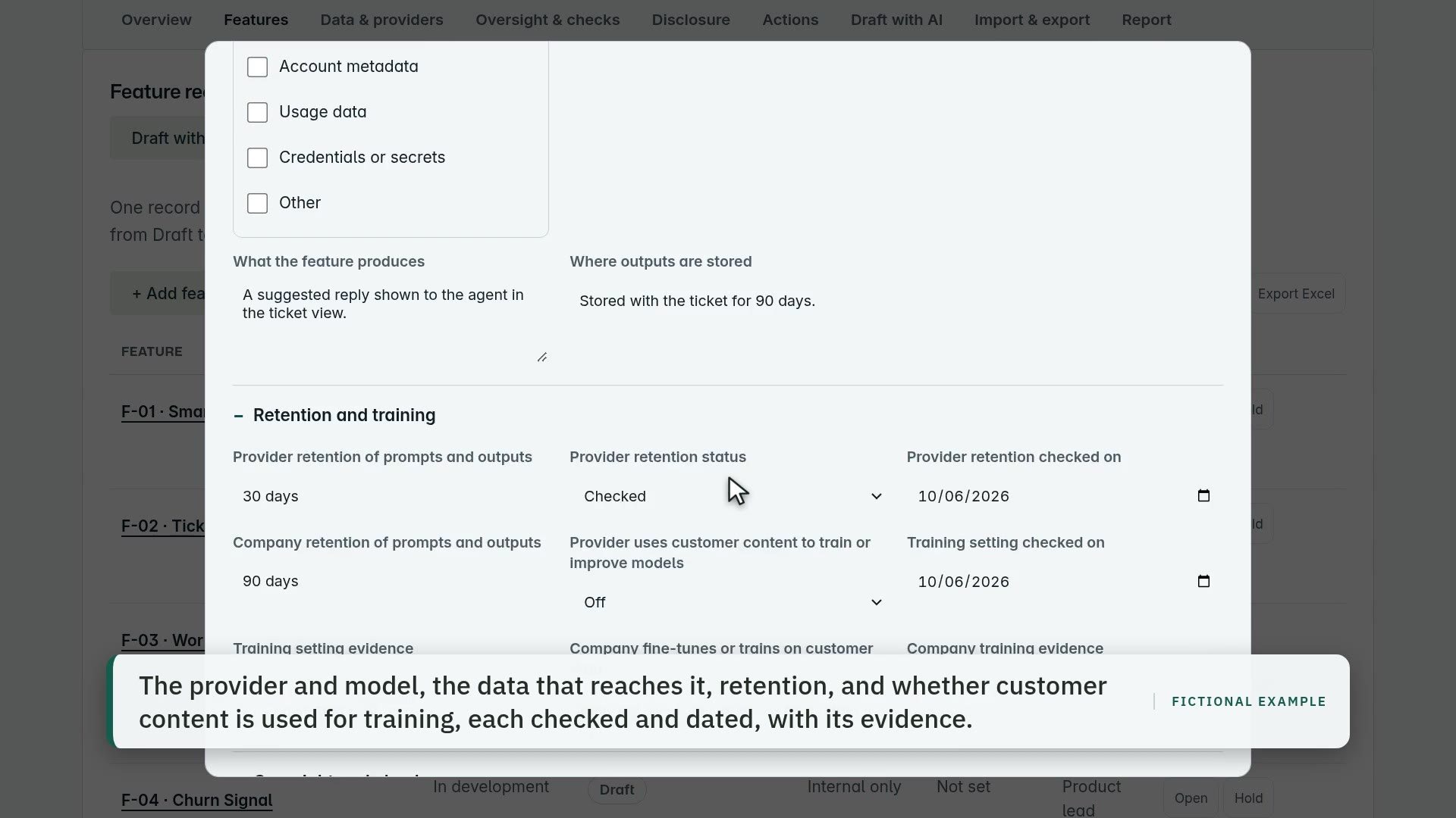Still from the AI Feature Record Kit in one minute video, with the fictional Cedar Cloud Software records