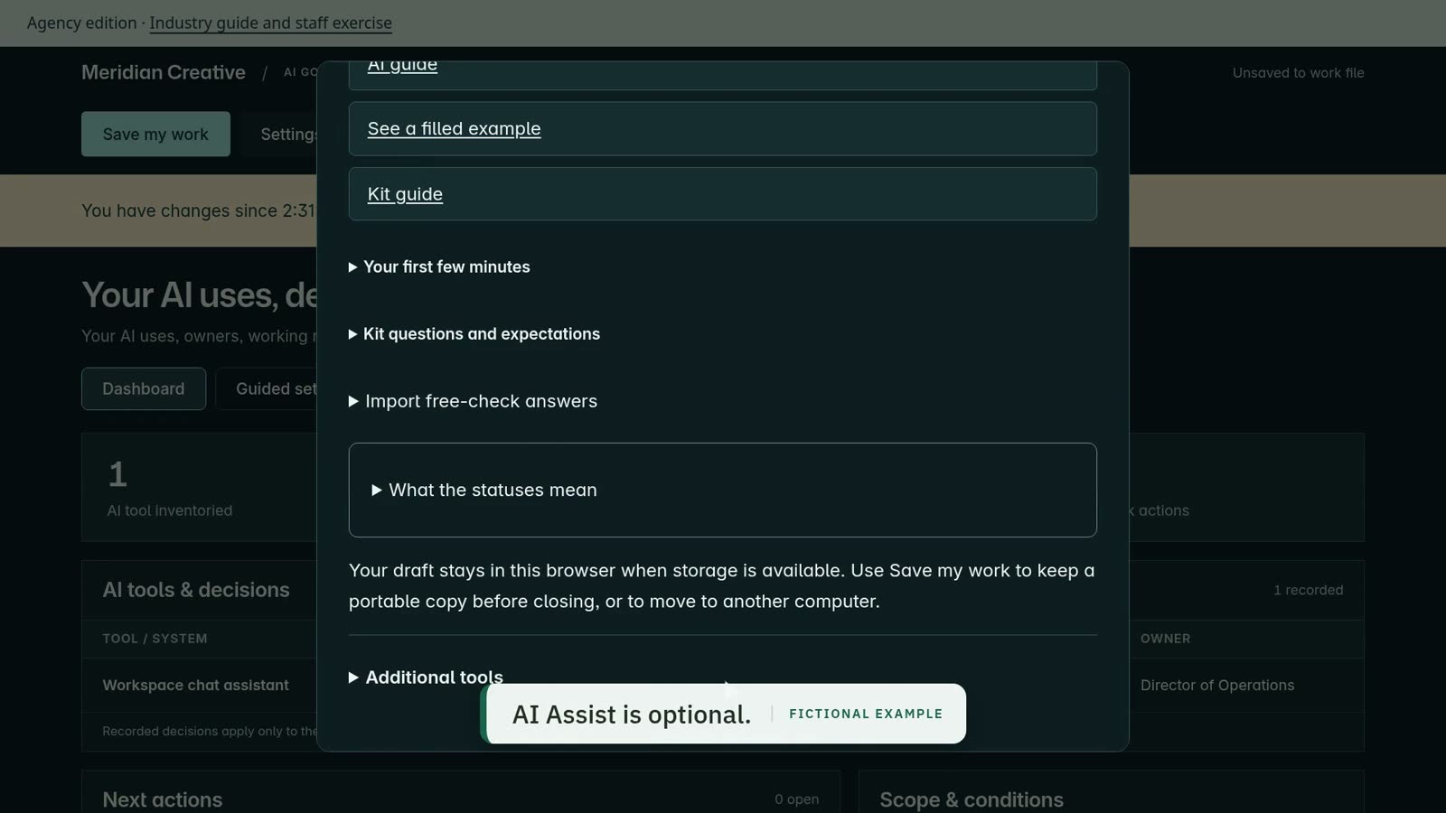 Still from draft with ai in the walkthrough, fictional example company